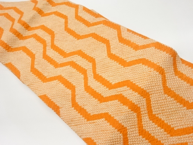 JAPANESE KIMONO / VINTAGE NAGOYA OBI / SHIBORI / GEOMETRIC
